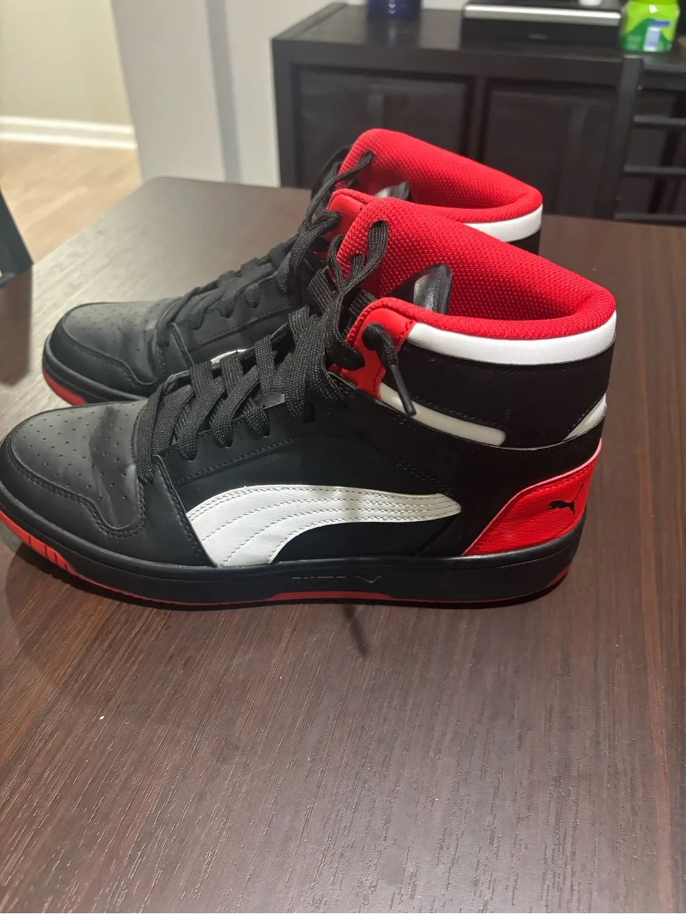 PUMA Rebound LayUp High Top Sneakers Black Red White Men’s
